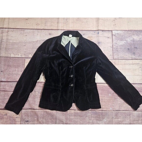 J. Crew Velvet Blazer Size Medium Navy Blue Preppy - Picture 1 of 5